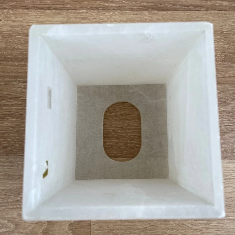White Alabaster Stone Tissue Box Cover Square Cube Bathroom Decor Accessories